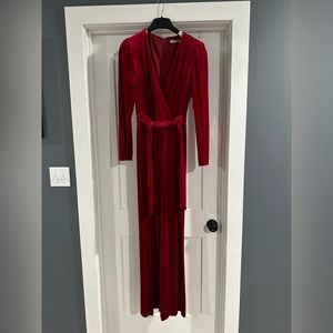 ANTONIO MELANI Crimson Velvet Jumpsuit